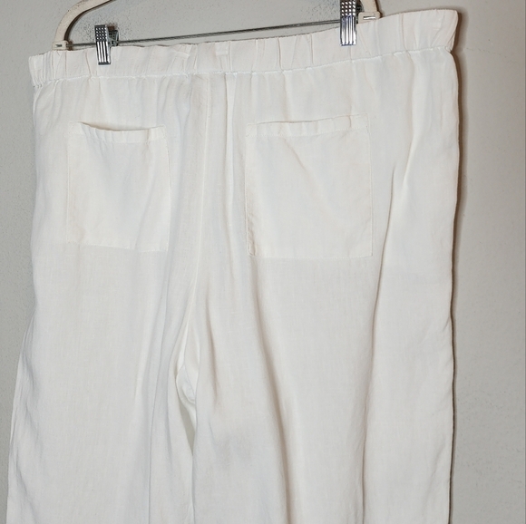 Chico's 20 Tall Linen White Straightleg Pull On Pant Pockets Chico's Size 4 Tall - Picture 11 of 16